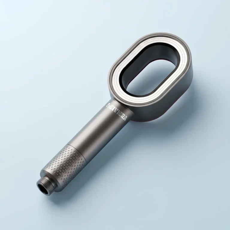 Leiviera filtered handheld shower in graphite on a light blue background